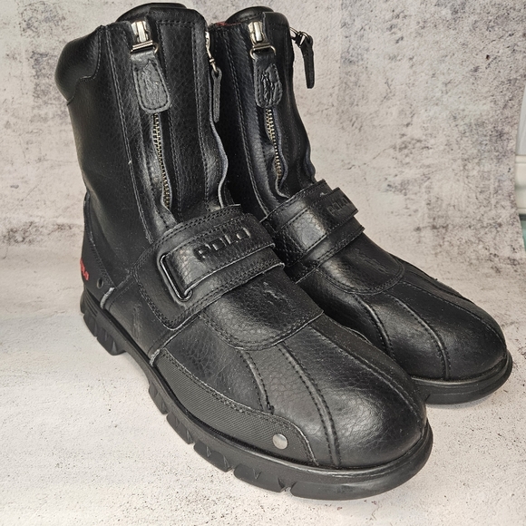 Polo Ralph Lauren Black Leather Darrance II Zip-Up Boots / Mens Size 10.5 - Picture 8 of 13